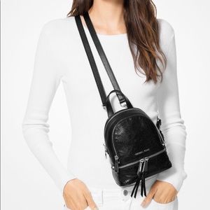 NEW Michael Kors Rhea Mini Python Leather Backpack